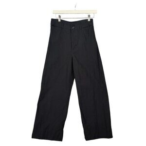 Apiece Apart Lagen Wide Leg Cropped High Waist Black Cotton Trousers Womens 6